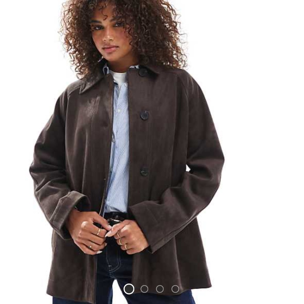 ASOS Dark Brown Faux Suede Car Coat